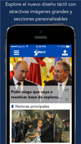 El nuevo aspecto de la app de Martí Noticias. Navegación más fácil con mayor calidad de imágenes.