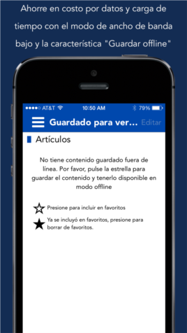 Con la opción de navegación offline es posible ver los contenidos guardados sin conexión a Internet.
