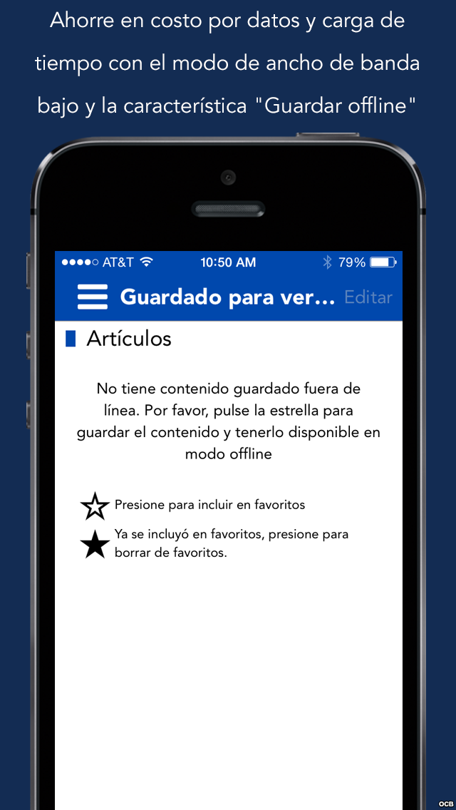Con la opción de navegación offline es posible ver los contenidos guardados sin conexión a Internet.