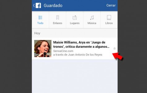 Guarda noticias de Facebook para más tarde