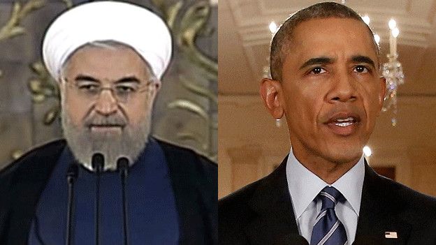 El presidente de Irán, Hassan Rouhani y el de EE.UU., Barack Obama