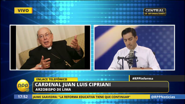 Cardenal Cipriani se ofreció como mediador para un diálogo entre Keiko Fujimori y PPK.