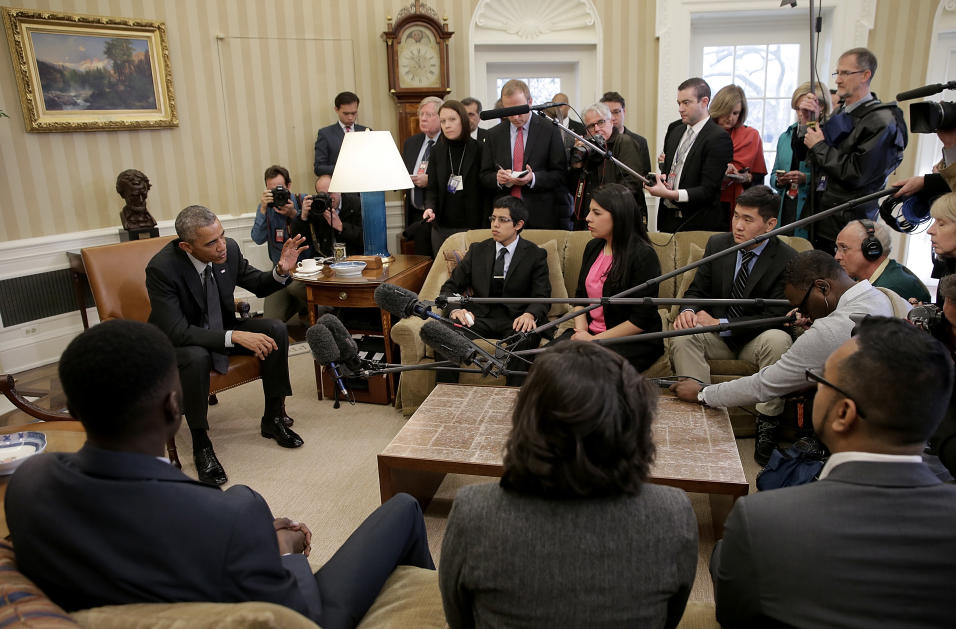 2015 | El presidente Barack Obama se reunió en febrero de 2015 con benef...