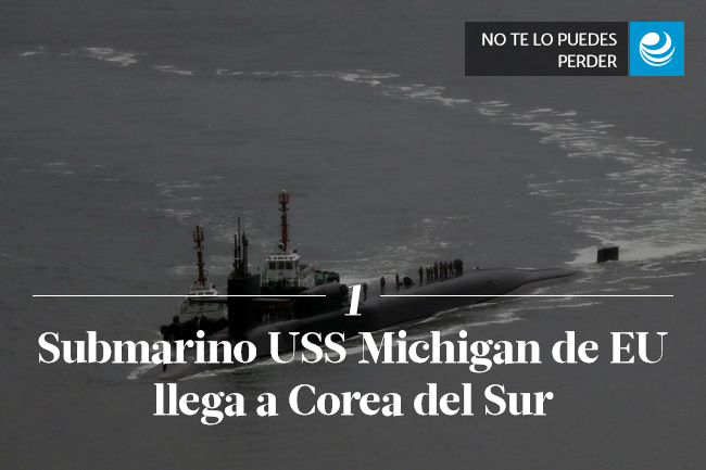 Submarino USS Michigan de EU llega a Corea del Sur