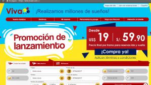 1.	Ingresa a la página web de Viva Air: https://www.vivaair.com/pe. Una vez en el sitio, ubícate en la parte de “compra tus pasajes” y selecciona si deseas el pasaje solo de “ida” o “ida y vuelta”.