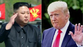 Kim Jong-un y Donald Trump en un collage de fotos.