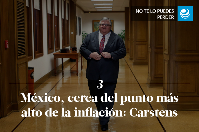 México, cerca del punto más alto de la inflación: Carstens