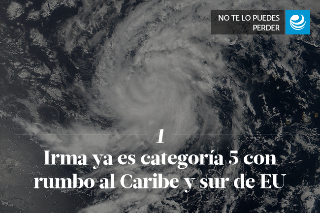 Irma ya es categoría 5 con rumbo al Caribe y sur de EU