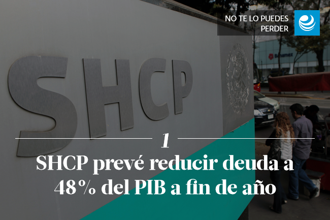 SHCP prevé reducir deuda a 48% del PIB a fin de año; adelanta pago