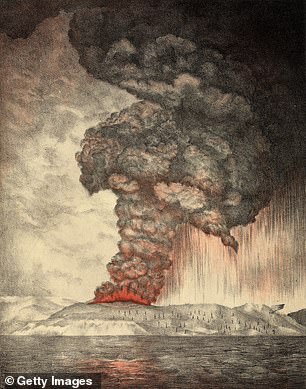 An artists impression of the 1883 Krakatoa eruption which killed 36,000