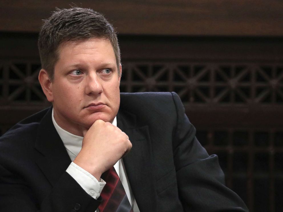 PHOTO: Chicago police Officer Jason Van Dyke, charged with first-degree murder in the shooting of black teenager Laquan McDonald in 2014, listens during a hearing, Sept. 6, 2018, in Chicago.